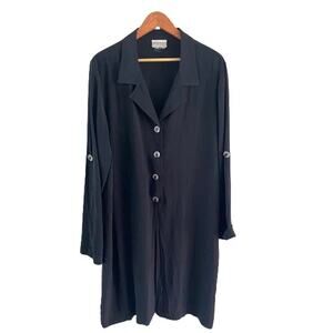 Coldwater Creek Artsy Black Slit Sides Front Duster Cardigan Coat Sz‎ 1X